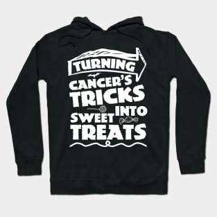 lung cancer awareness white ribbon turning cancer's tricks into sweet treats Hoodie